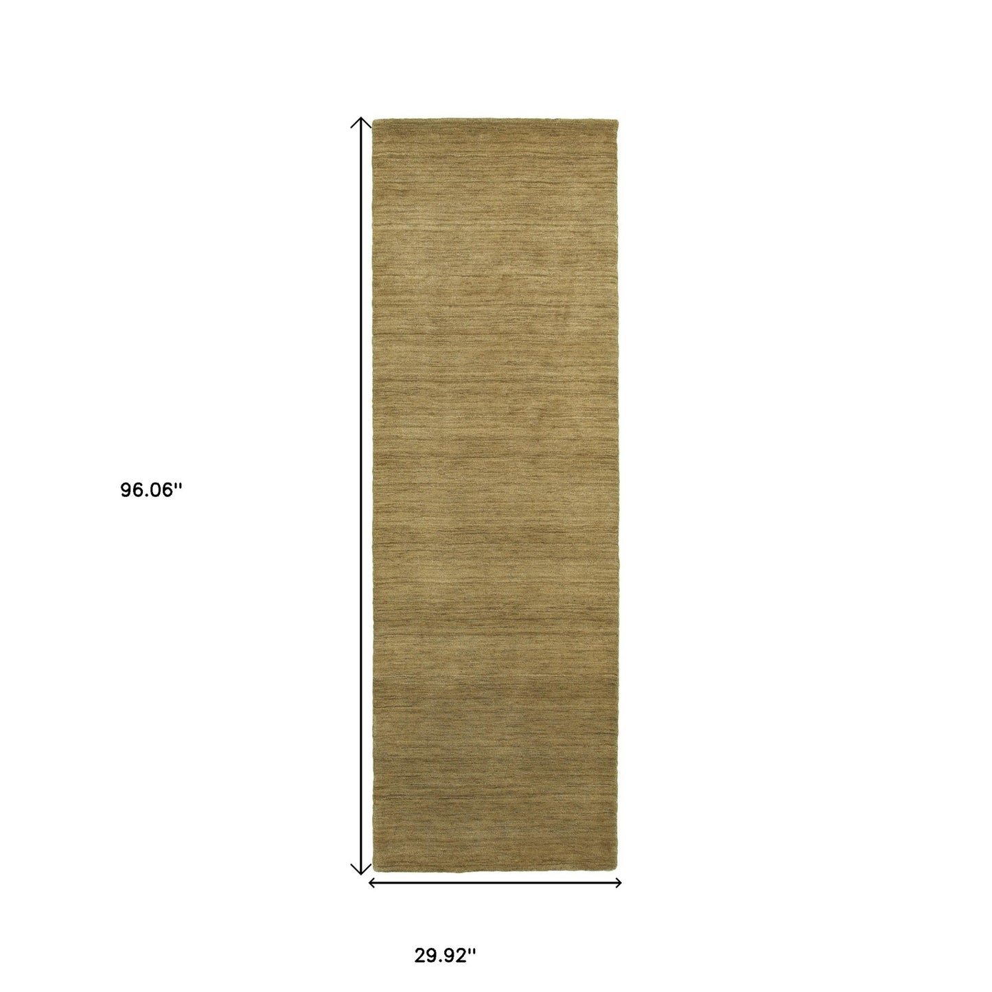 8' Gold Wool Hand Tufted Runner Rug-3