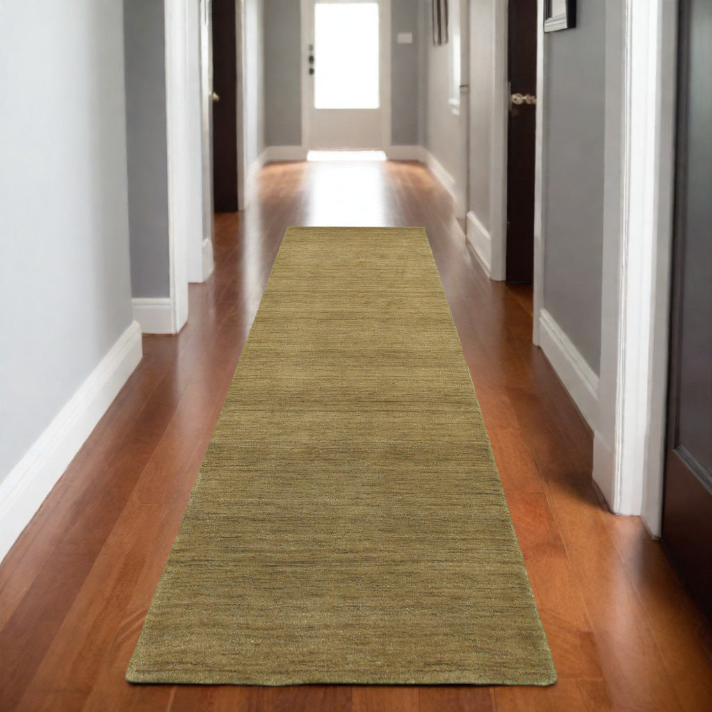 8' Gold Wool Hand Tufted Runner Rug-5