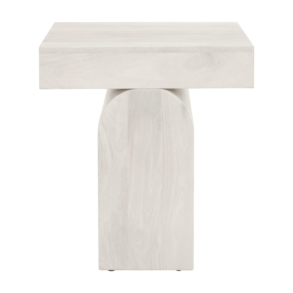 22" Natural Solid Wood Square Pedestal End Table-3