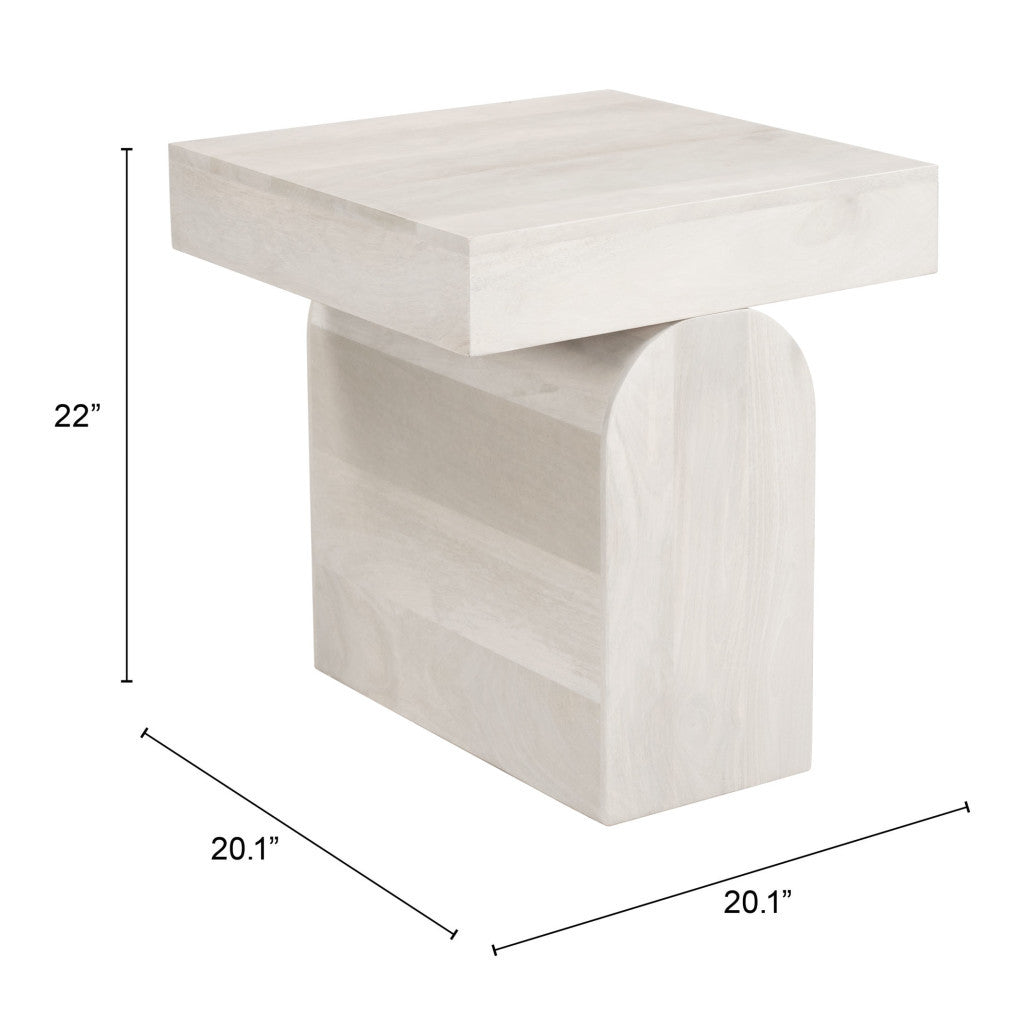 22" Natural Solid Wood Square Pedestal End Table-8