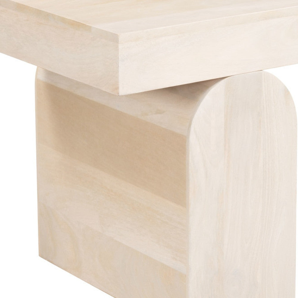 22" Natural Solid Wood Square Pedestal End Table-5