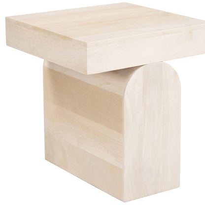 22" Natural Solid Wood Square Pedestal End Table-0