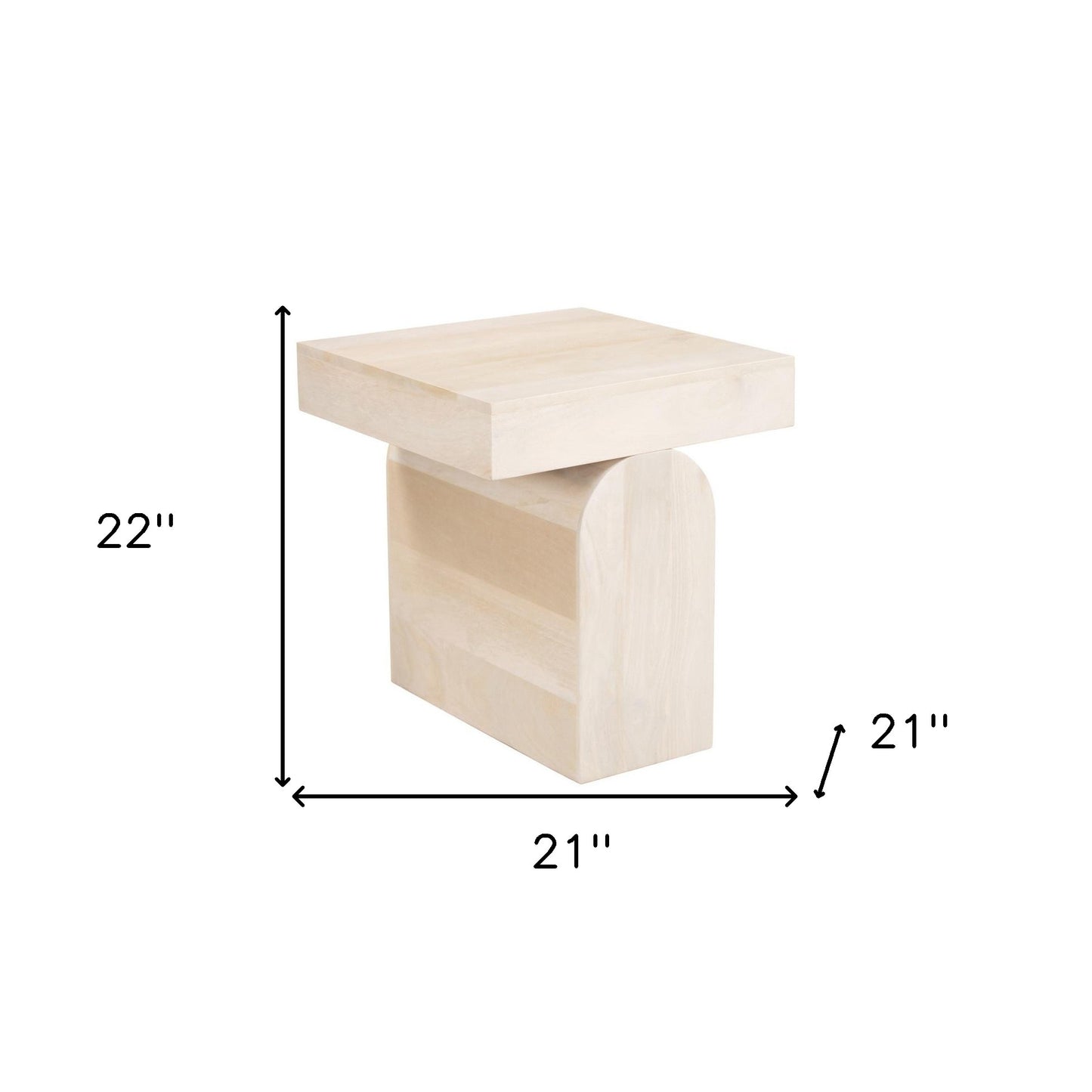 22" Natural Solid Wood Square Pedestal End Table-6