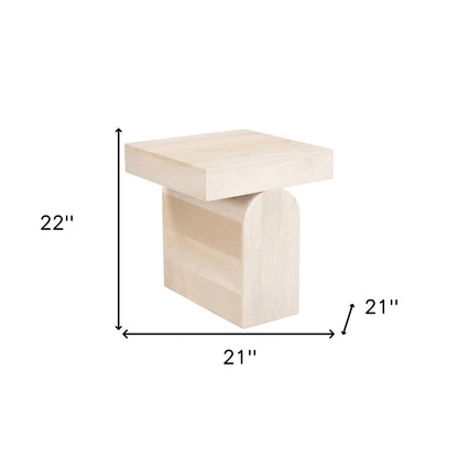 22" Natural Solid Wood Square Pedestal End Table-6