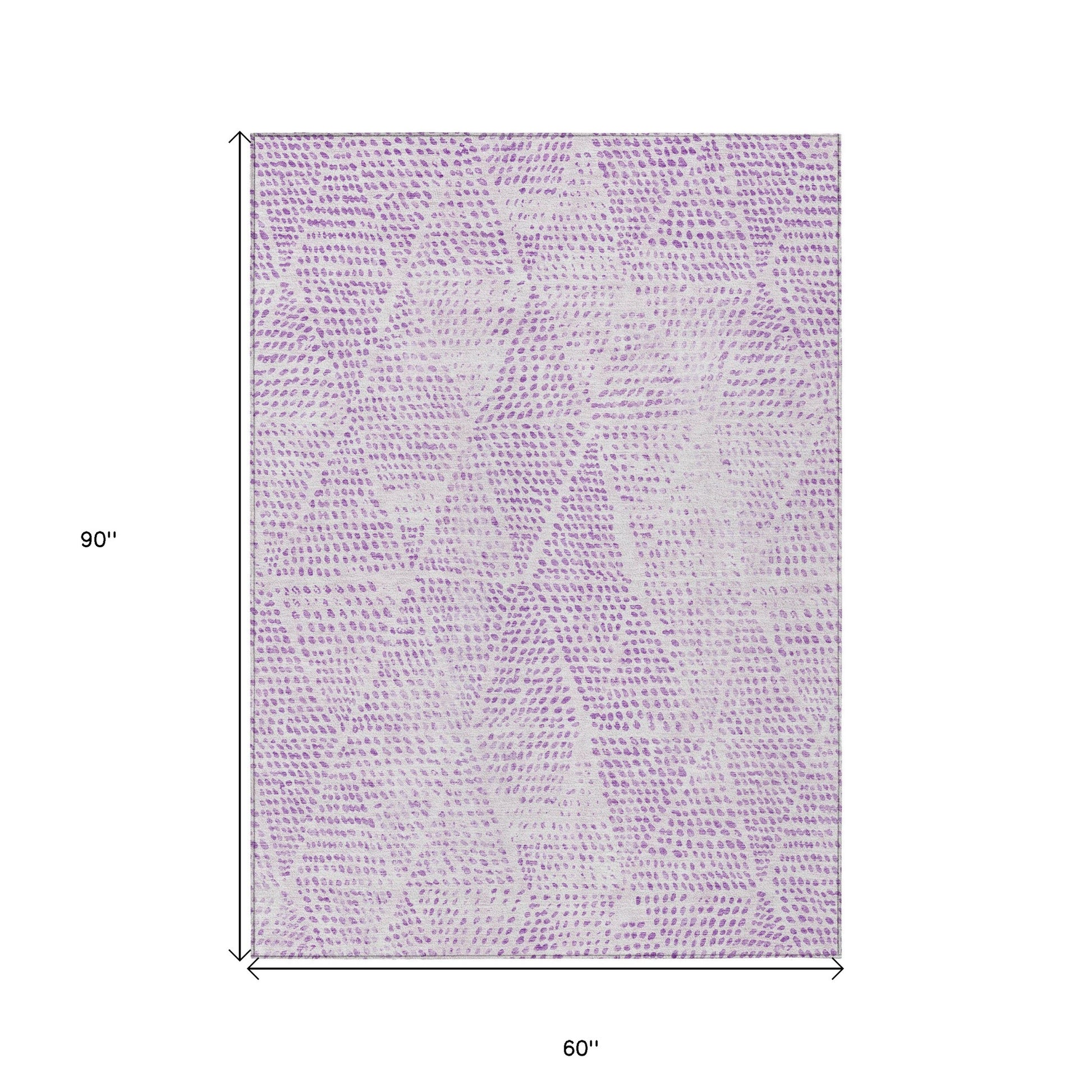 5' X 8' Purple And Ivory Geometric Washable Indoor Outdoor Area Rug-2