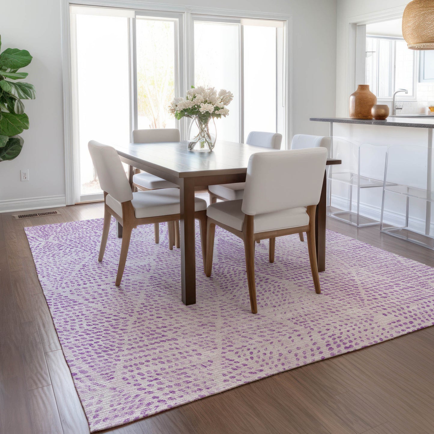 5' X 8' Purple And Ivory Geometric Washable Indoor Outdoor Area Rug-7