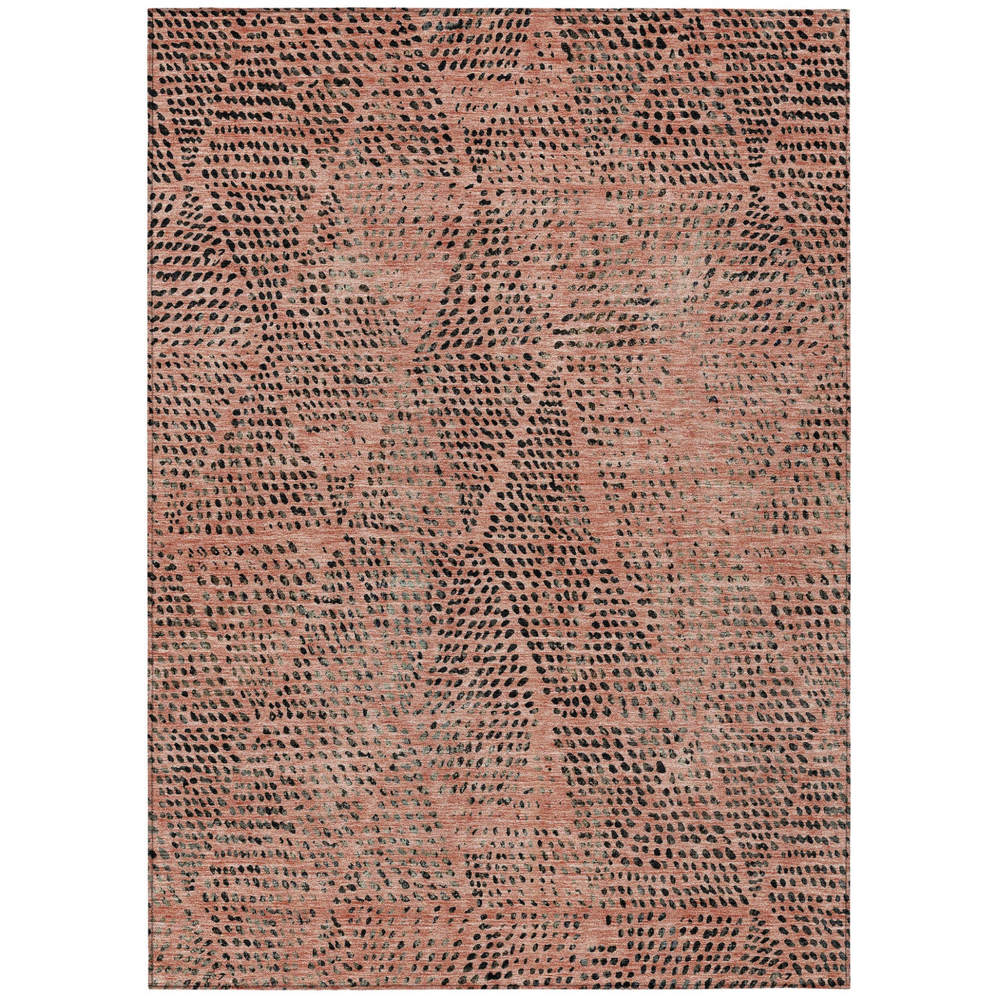 5' X 8' Salmon Charcoal And Beige Geometric Washable Indoor Outdoor Area Rug-1