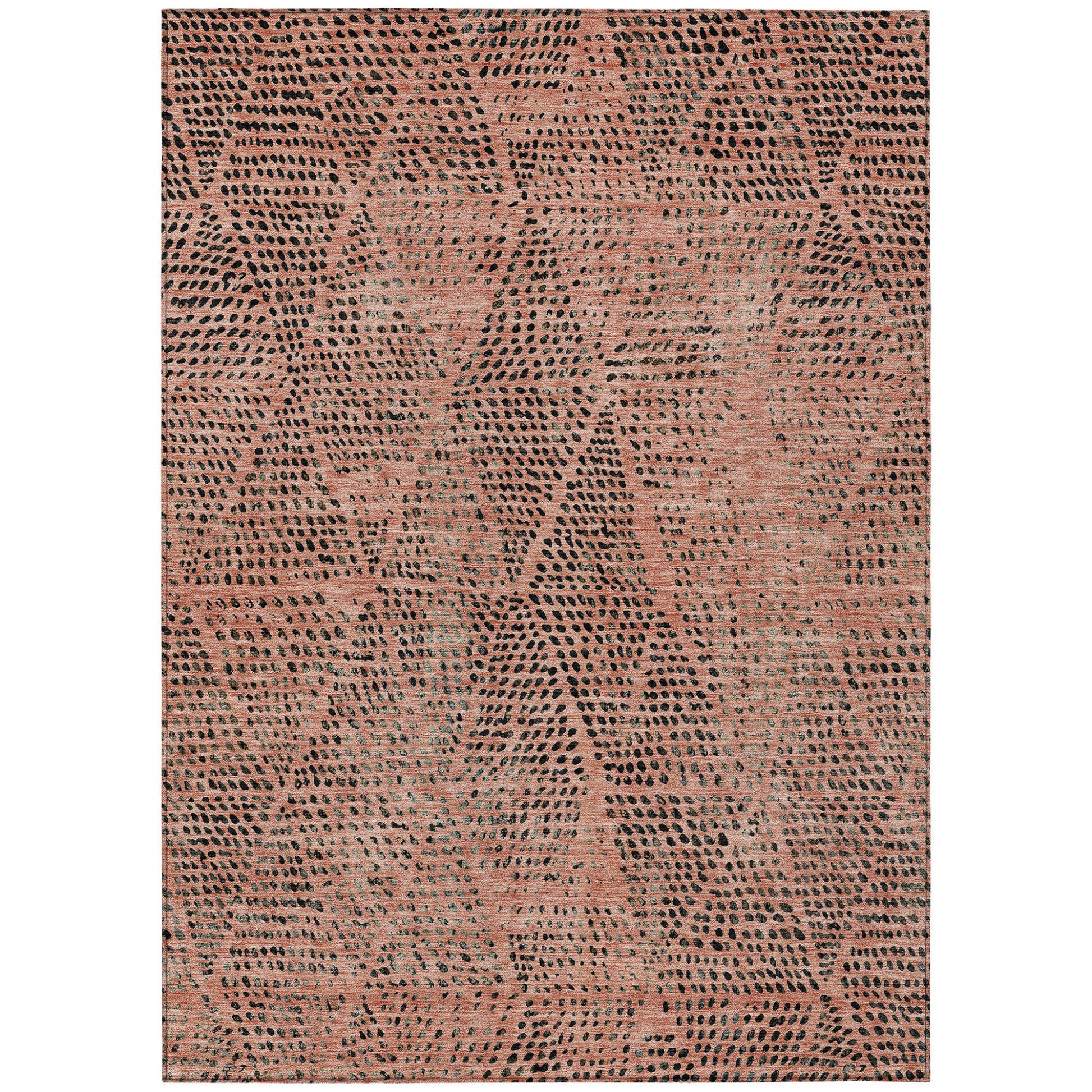 5' X 8' Salmon Charcoal And Beige Geometric Washable Indoor Outdoor Area Rug-1