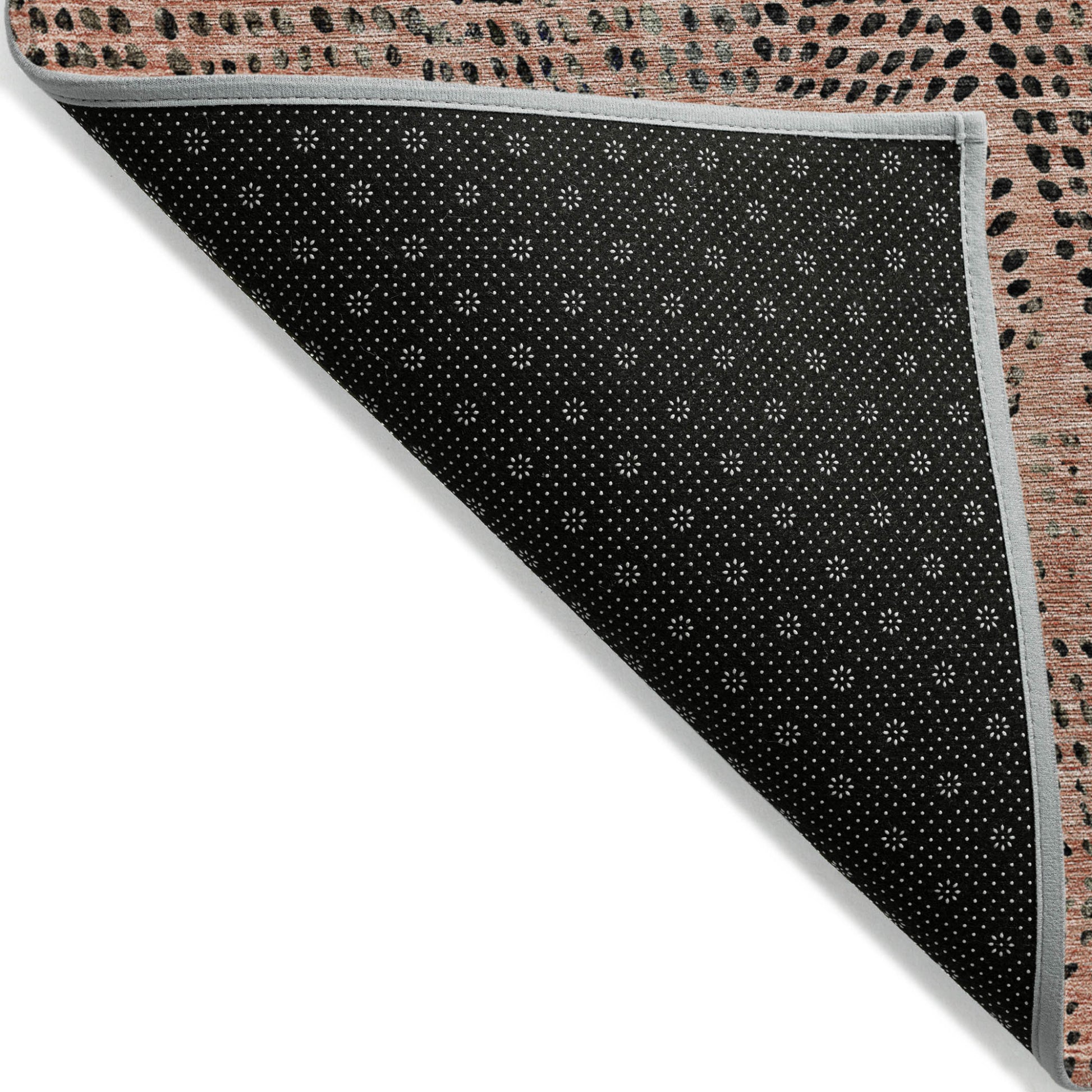 5' X 8' Salmon Charcoal And Beige Geometric Washable Indoor Outdoor Area Rug-3