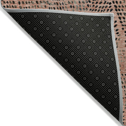 5' X 8' Salmon Charcoal And Beige Geometric Washable Indoor Outdoor Area Rug-3