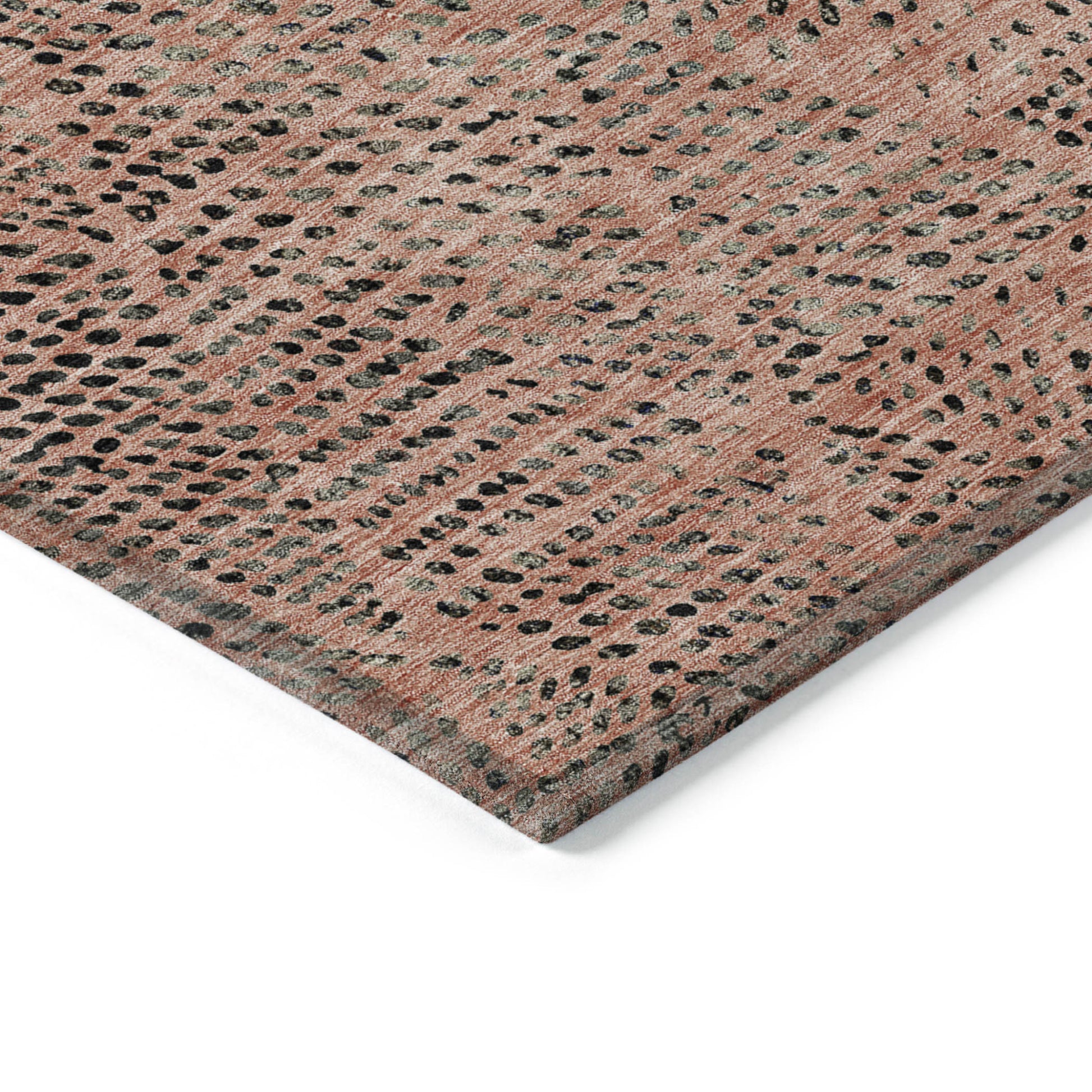 5' X 8' Salmon Charcoal And Beige Geometric Washable Indoor Outdoor Area Rug-4