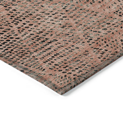 5' X 8' Salmon Charcoal And Beige Geometric Washable Indoor Outdoor Area Rug-4