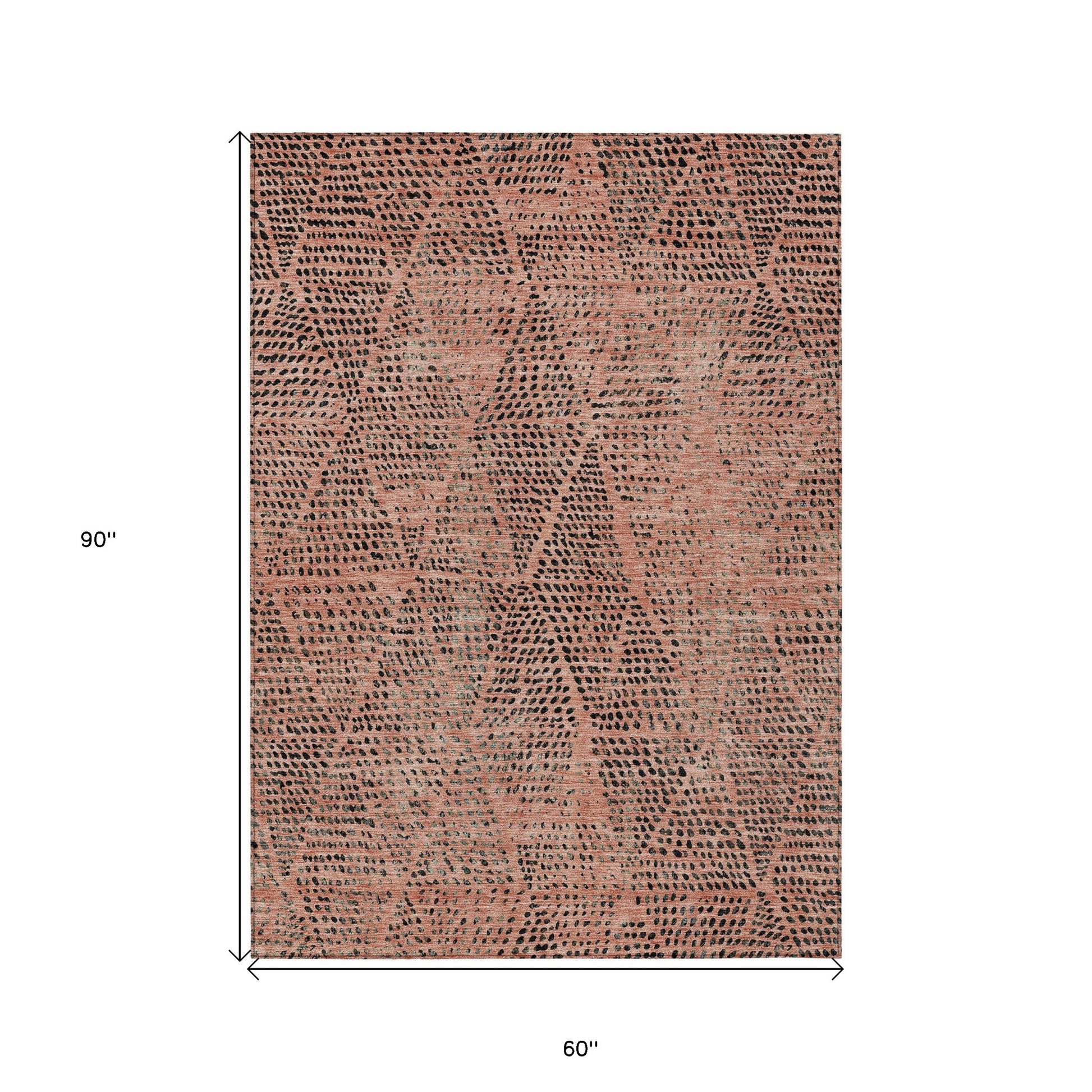 5' X 8' Salmon Charcoal And Beige Geometric Washable Indoor Outdoor Area Rug-2