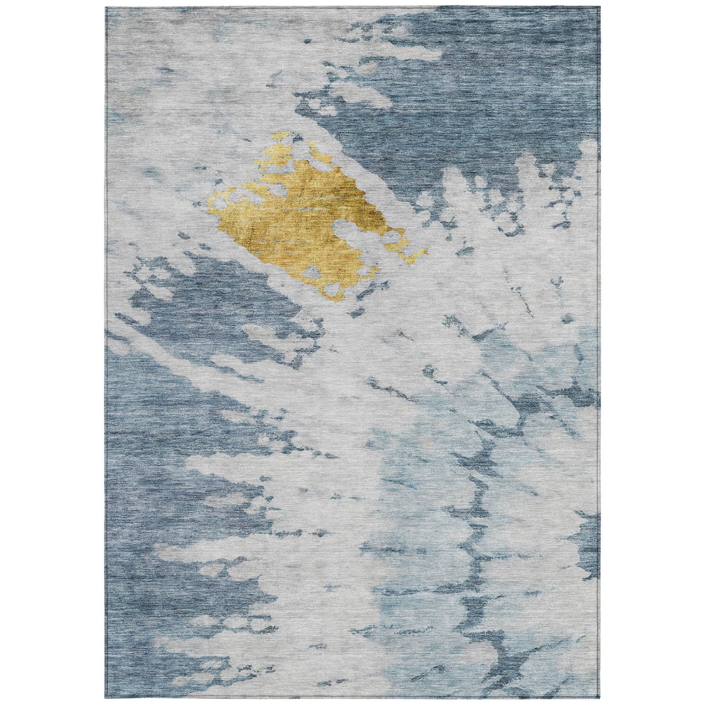 5' X 8' Denim Blue And Sky Blue Abstract Washable Indoor Outdoor Area Rug-4