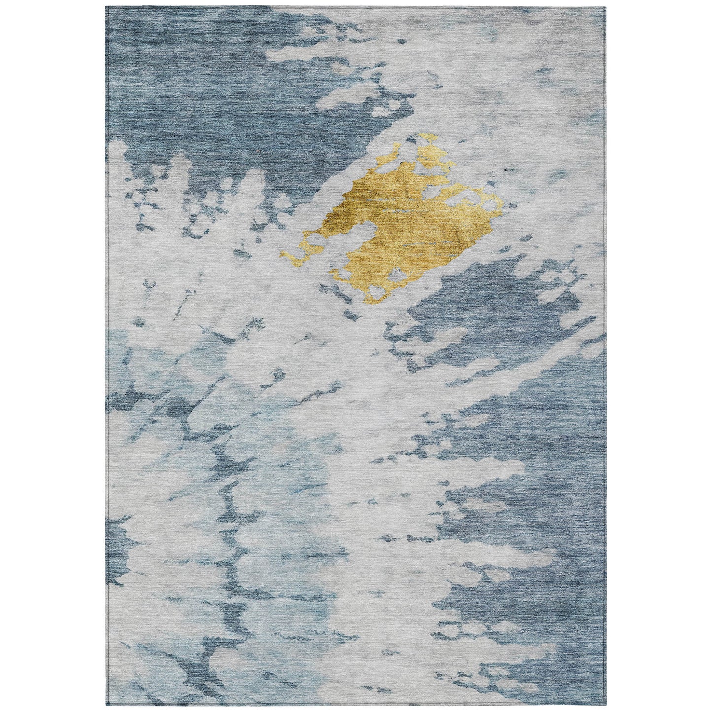 5' X 8' Denim Blue And Sky Blue Abstract Washable Indoor Outdoor Area Rug-1