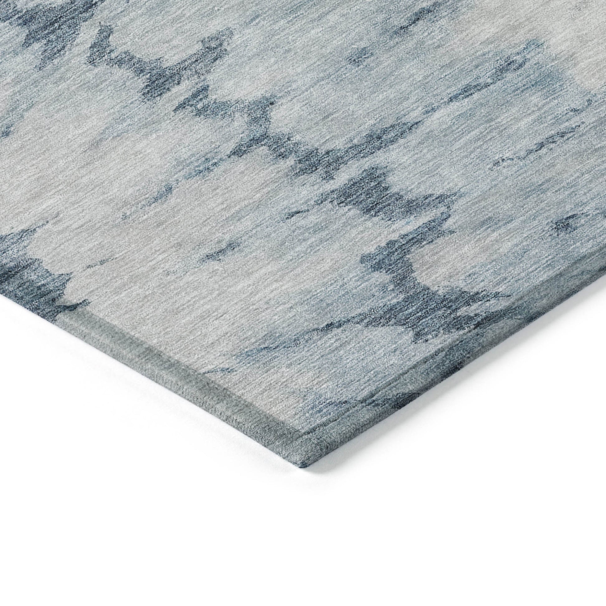 5' X 8' Denim Blue And Sky Blue Abstract Washable Indoor Outdoor Area Rug-3