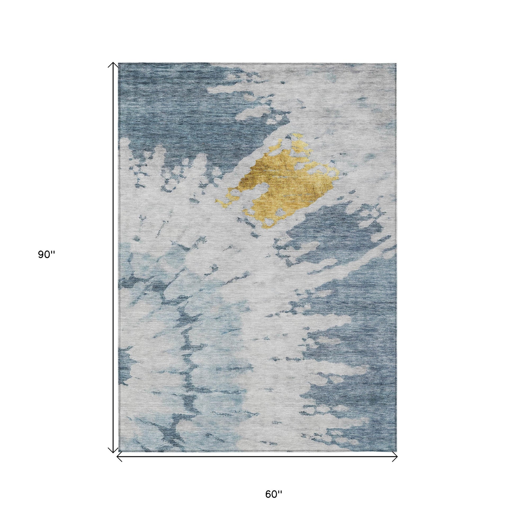 5' X 8' Denim Blue And Sky Blue Abstract Washable Indoor Outdoor Area Rug-2