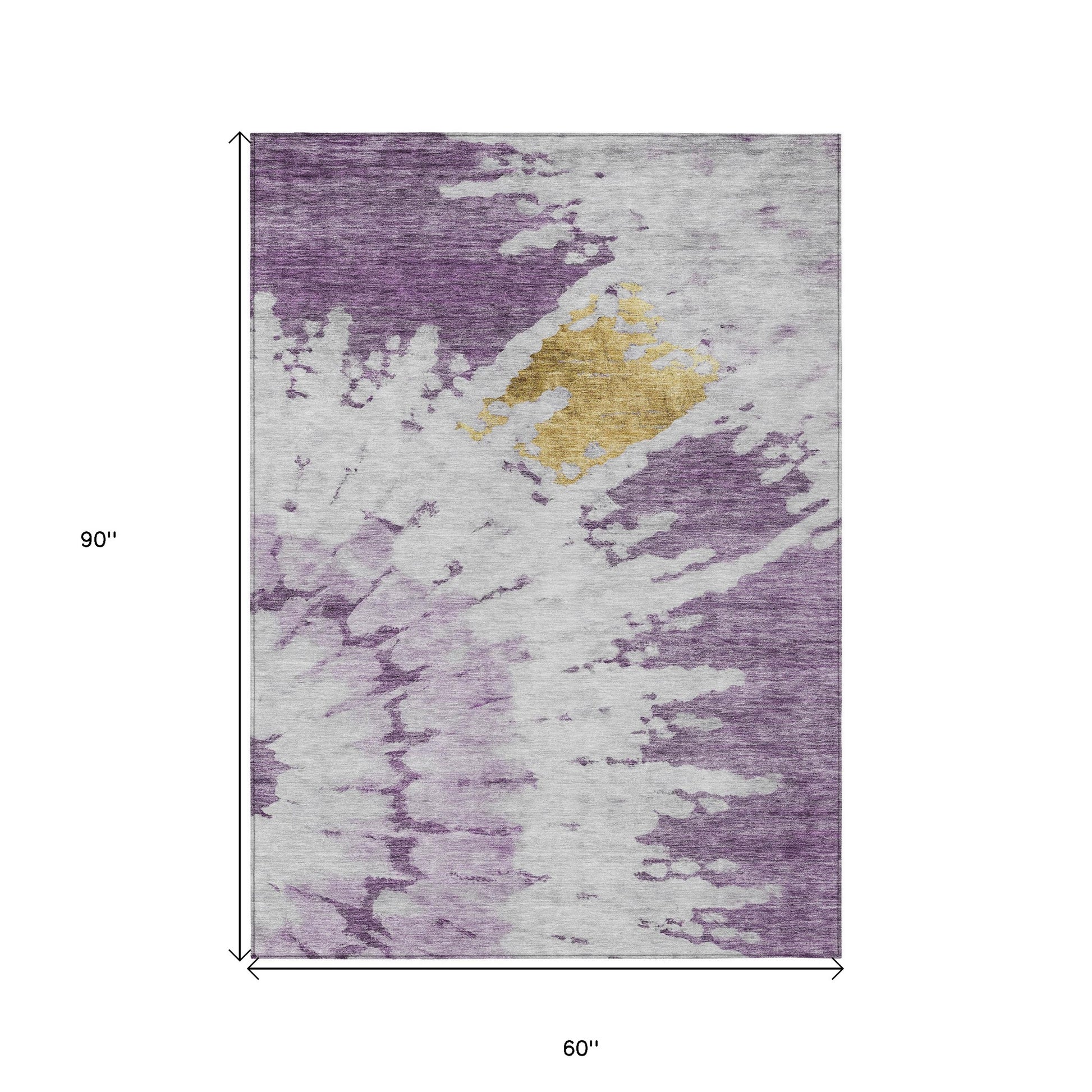 5' X 8' Purple And Lavender Abstract Washable Indoor Outdoor Area Rug-2