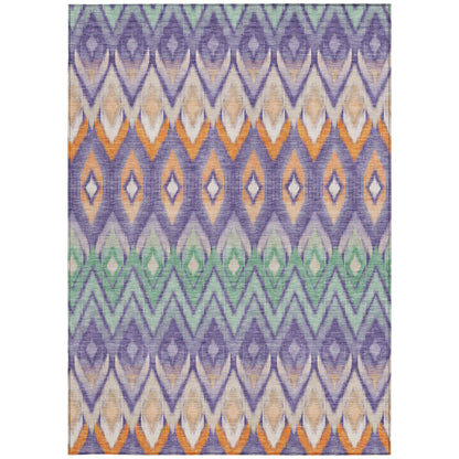 5' X 8' Purple Lilac And Orange Southwestern Washable Indoor Outdoor Area Rug-5