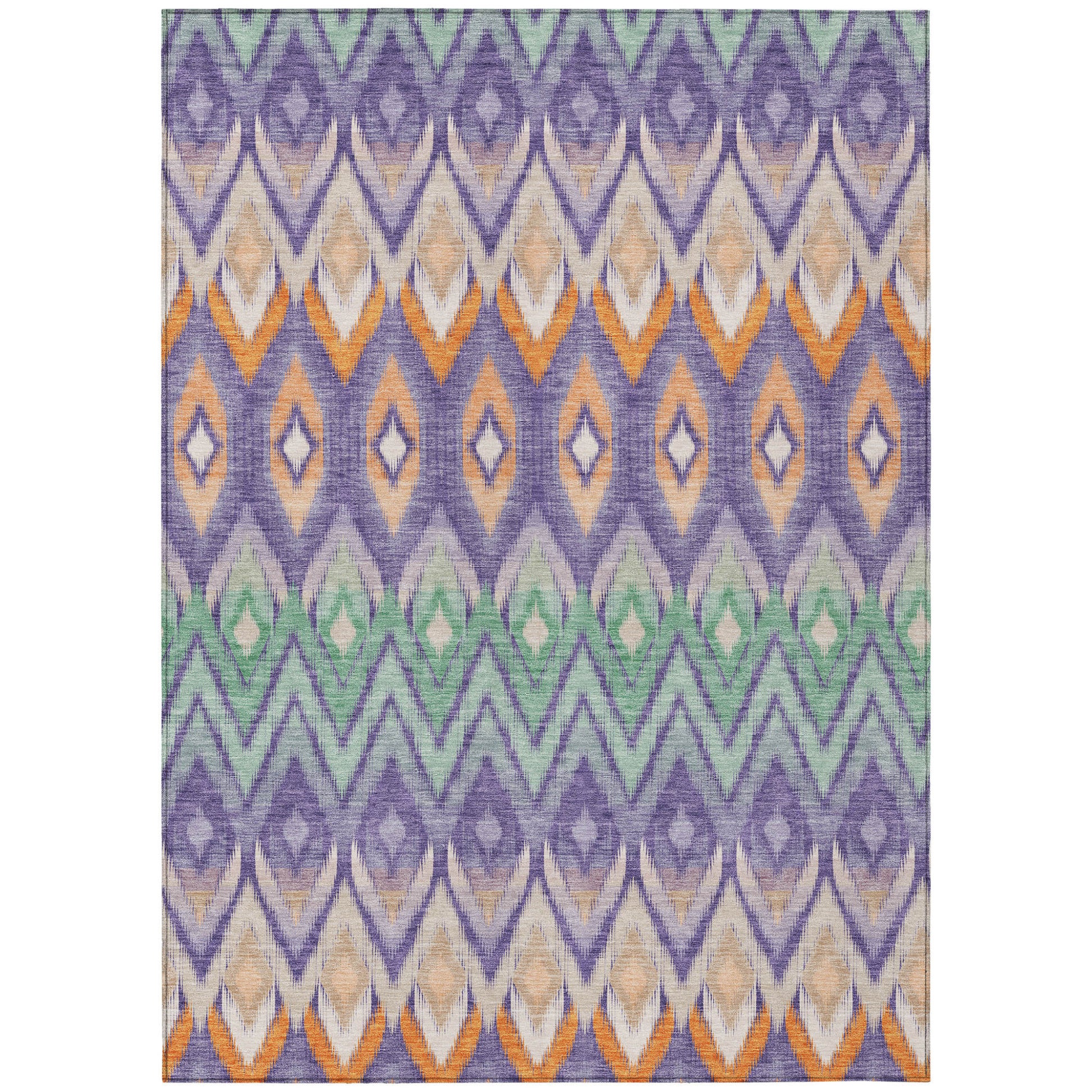 5' X 8' Purple Lilac And Orange Southwestern Washable Indoor Outdoor Area Rug-1