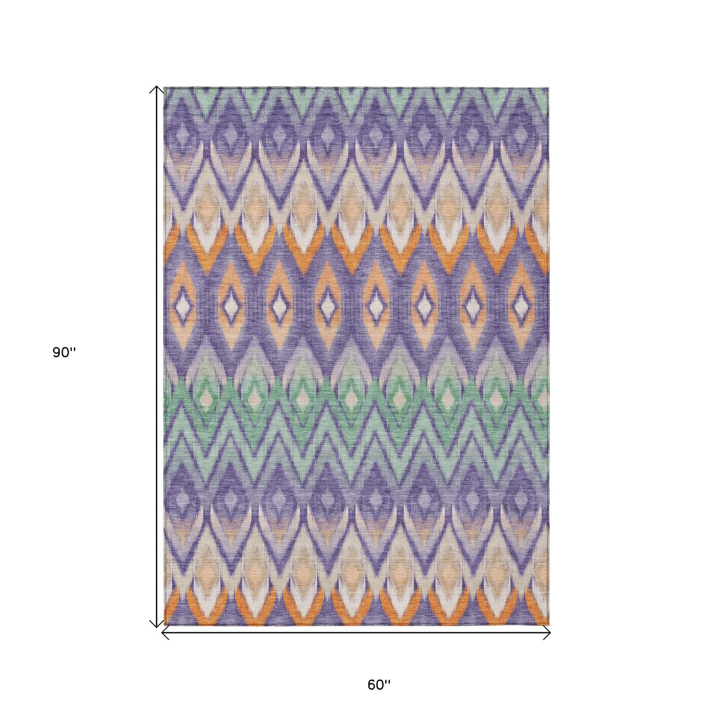 5' X 8' Purple Lilac And Orange Southwestern Washable Indoor Outdoor Area Rug-2
