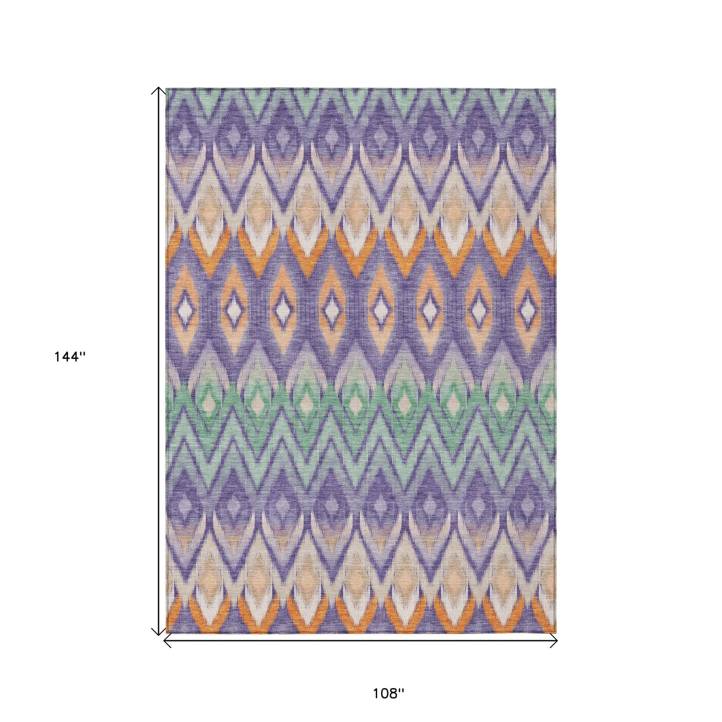 9' X 12' Purple Lilac And Orange Southwestern Washable Indoor Outdoor Area Rug-2