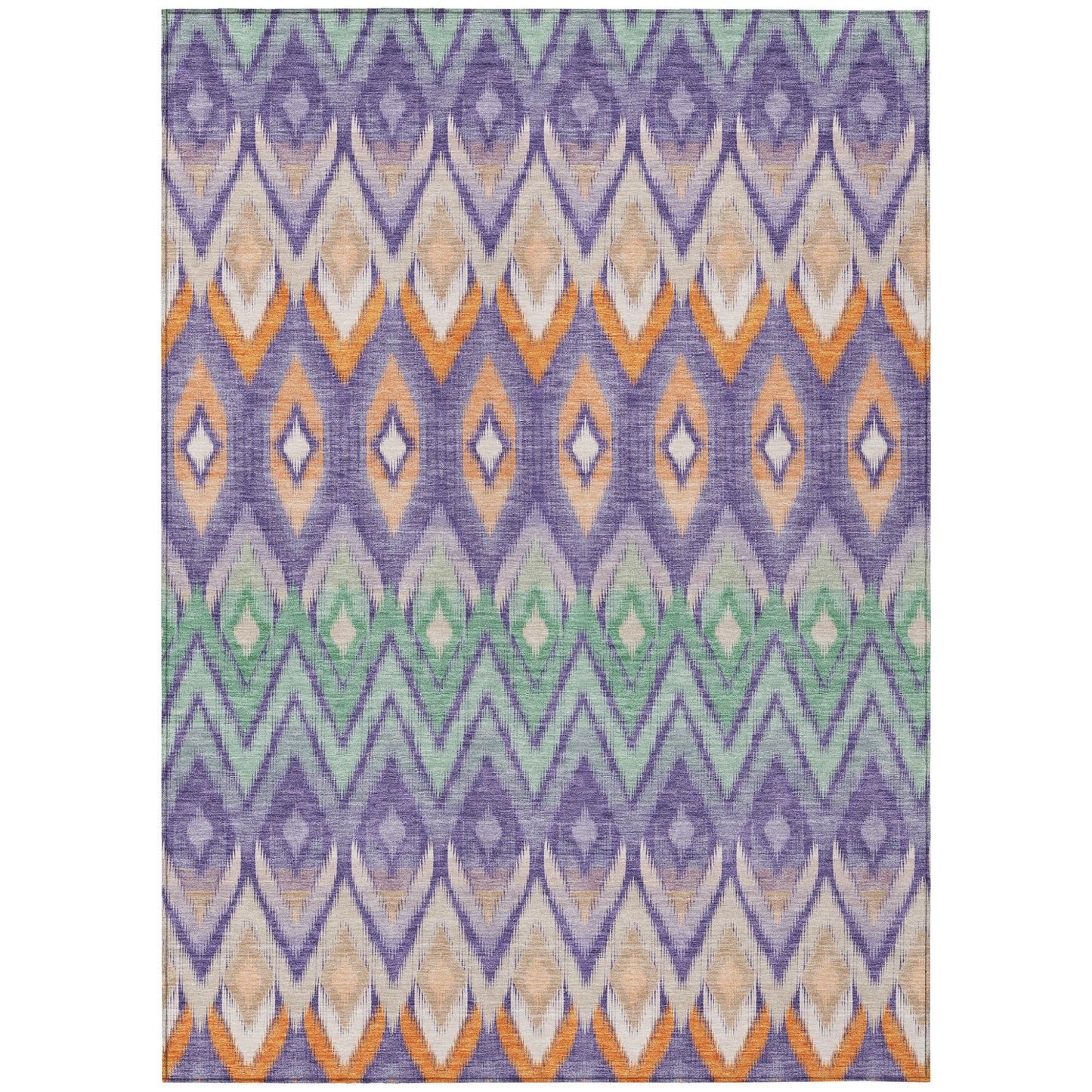 10' X 14' Purple Lilac And Orange Southwestern Washable Indoor Outdoor Area Rug-1