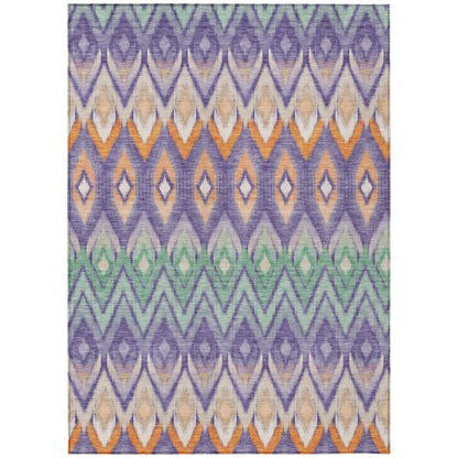 10' X 14' Purple Lilac And Orange Southwestern Washable Indoor Outdoor Area Rug-1