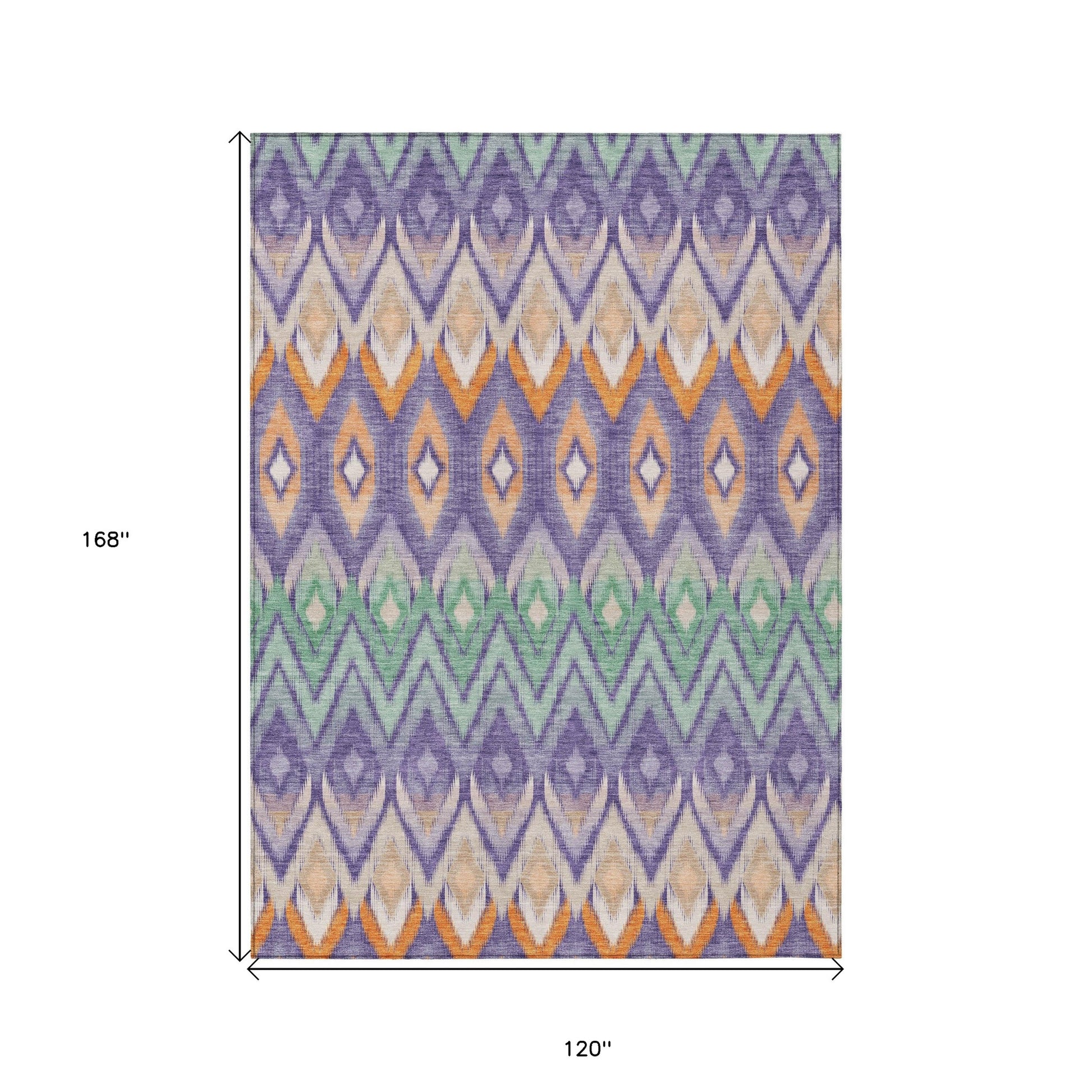 10' X 14' Purple Lilac And Orange Southwestern Washable Indoor Outdoor Area Rug-2