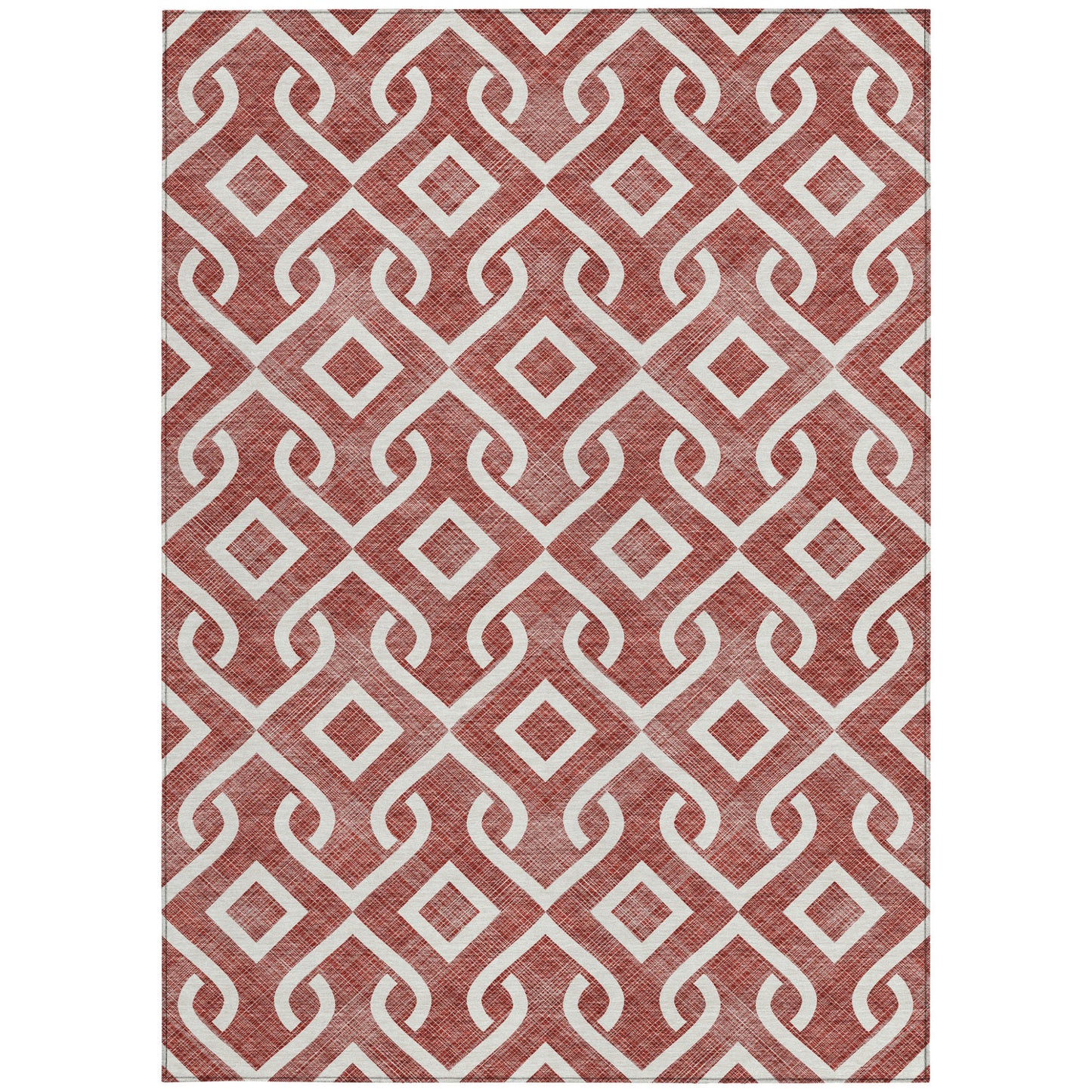 10' X 14' Burgundy And Ivory Geometric Washable Indoor Outdoor Area Rug-5