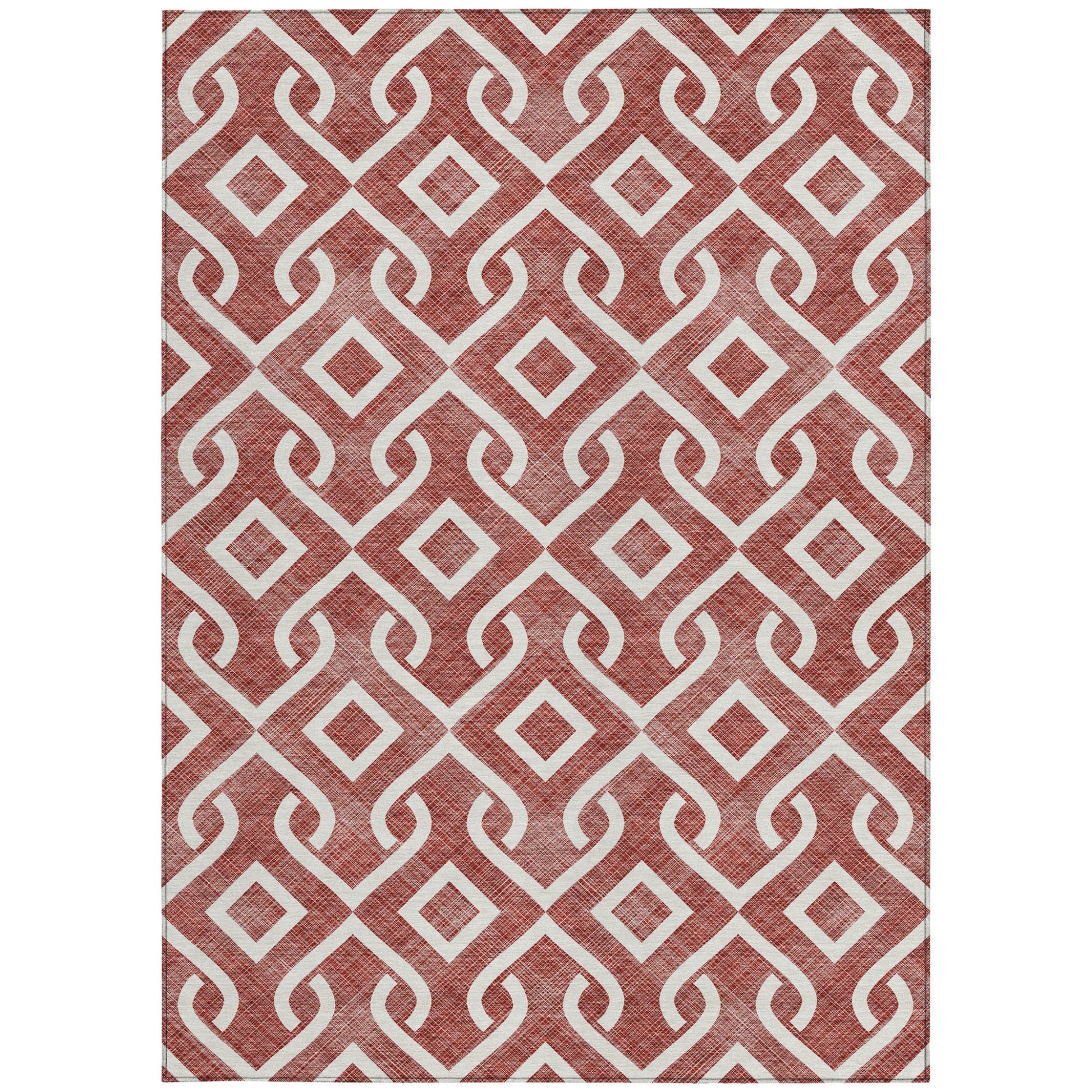 10' X 14' Burgundy And Ivory Geometric Washable Indoor Outdoor Area Rug-5