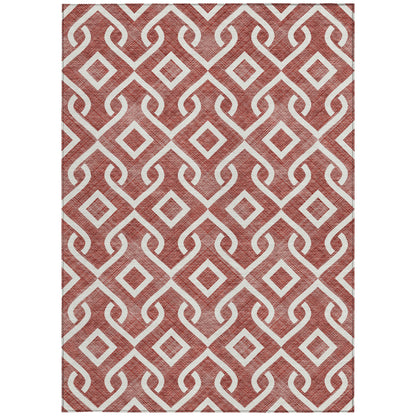 10' X 14' Burgundy And Ivory Geometric Washable Indoor Outdoor Area Rug-5
