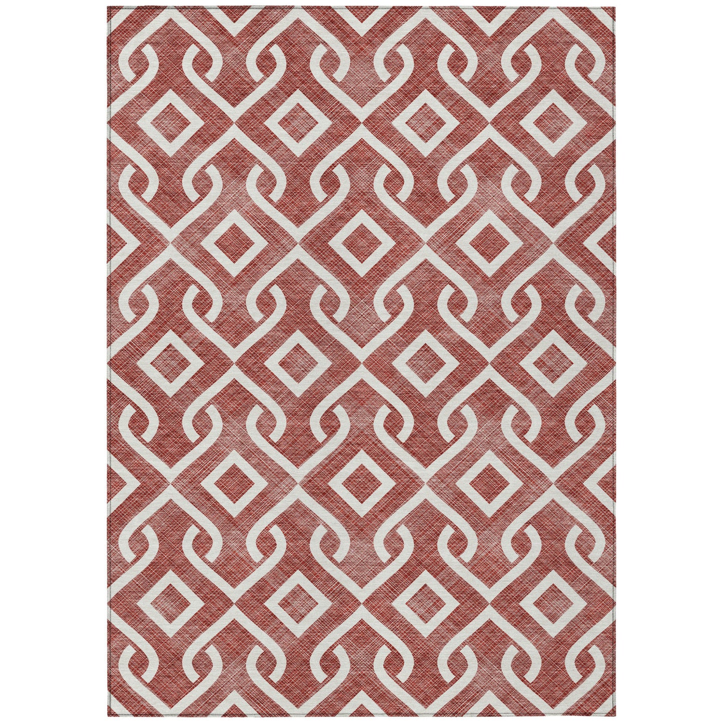 10' X 14' Burgundy And Ivory Geometric Washable Indoor Outdoor Area Rug-1