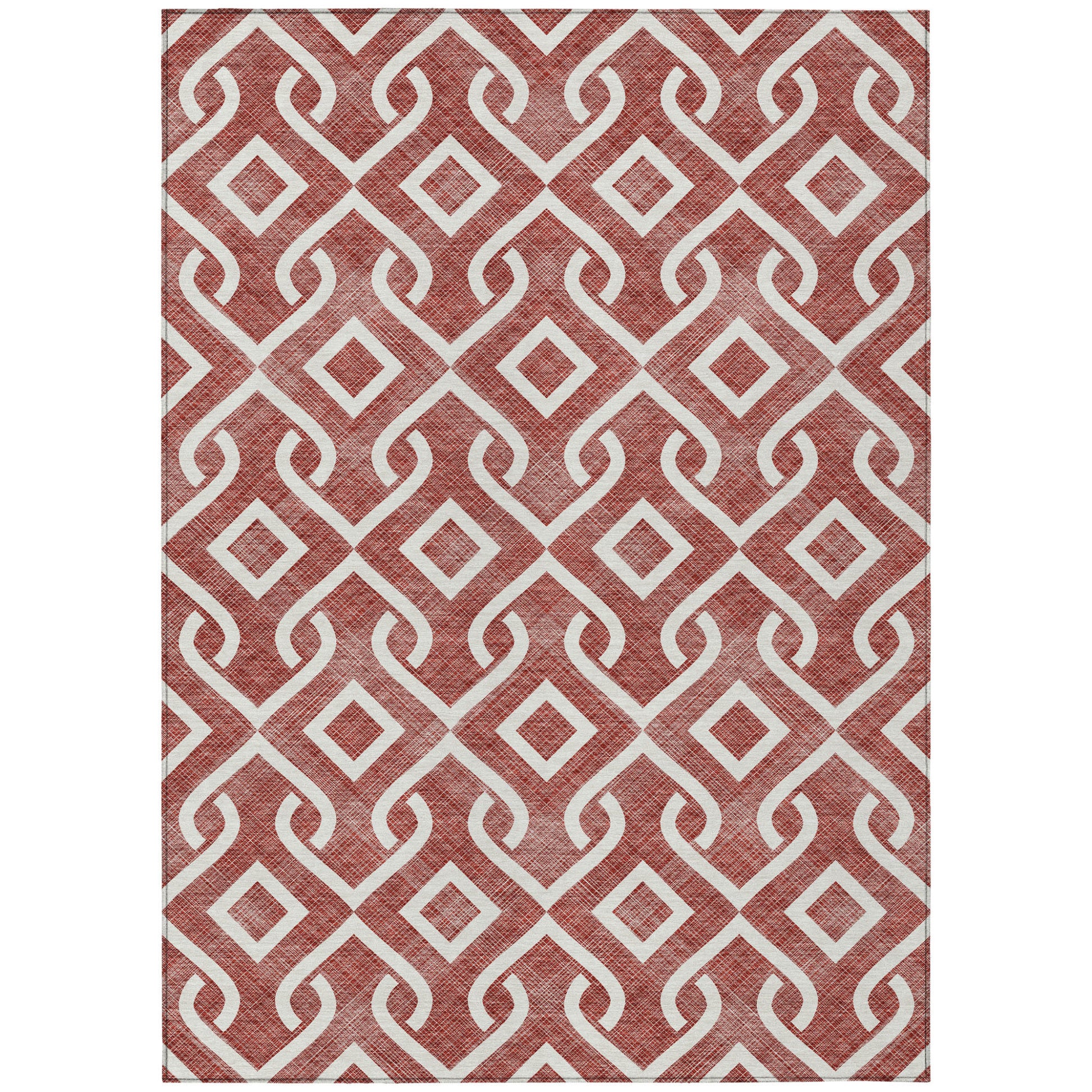 10' X 14' Burgundy And Ivory Geometric Washable Indoor Outdoor Area Rug-1