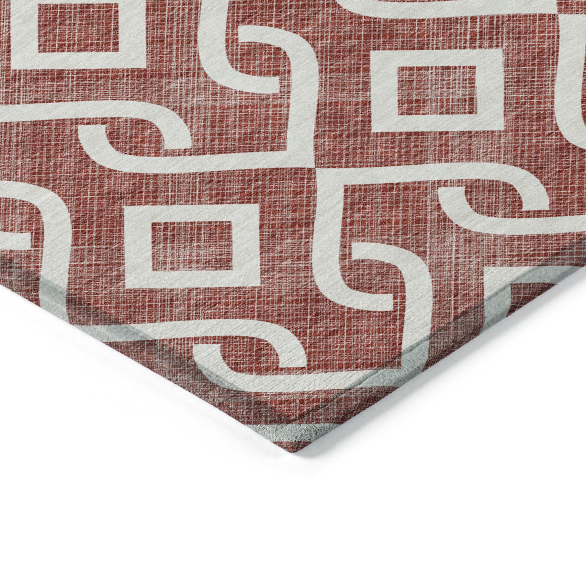 10' X 14' Burgundy And Ivory Geometric Washable Indoor Outdoor Area Rug-3