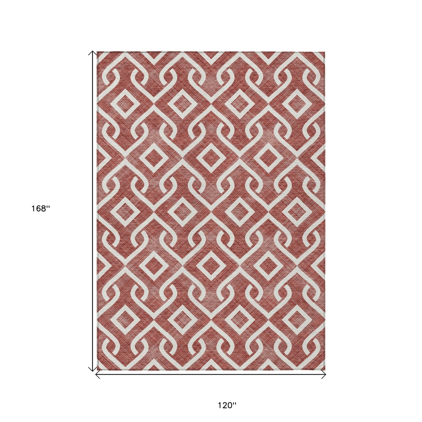 10' X 14' Burgundy And Ivory Geometric Washable Indoor Outdoor Area Rug-2