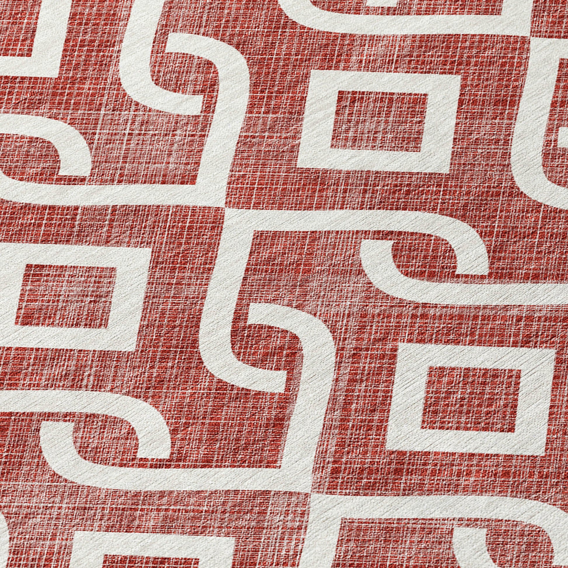 10' X 14' Burgundy And Ivory Geometric Washable Indoor Outdoor Area Rug-4