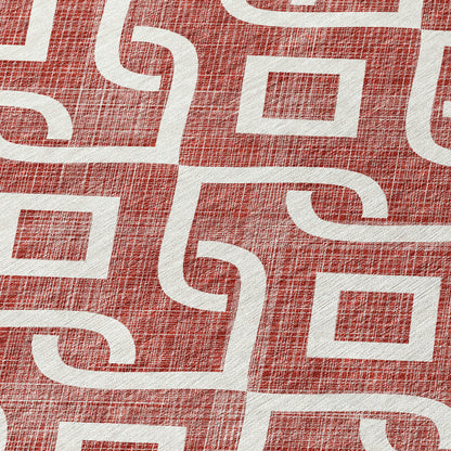 10' X 14' Burgundy And Ivory Geometric Washable Indoor Outdoor Area Rug-4