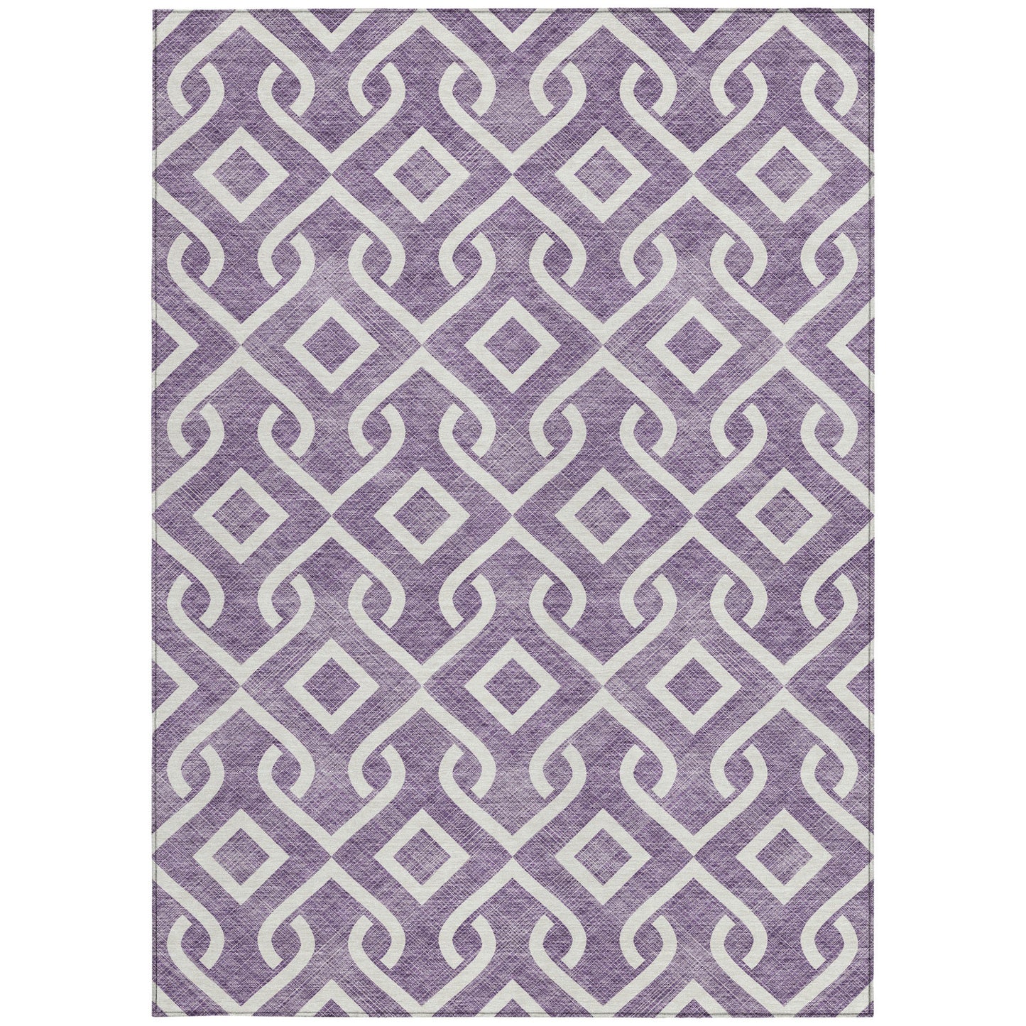 5' X 8' Purple And Ivory Geometric Washable Indoor Outdoor Area Rug-4