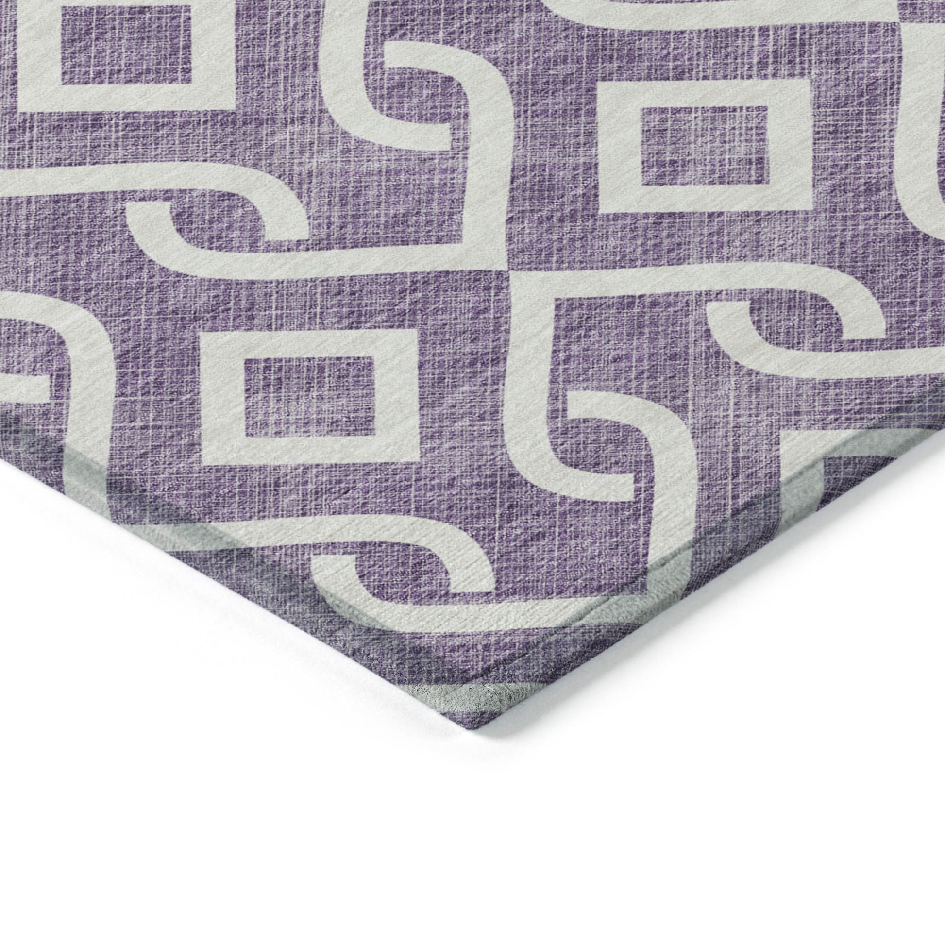 5' X 8' Purple And Ivory Geometric Washable Indoor Outdoor Area Rug-3