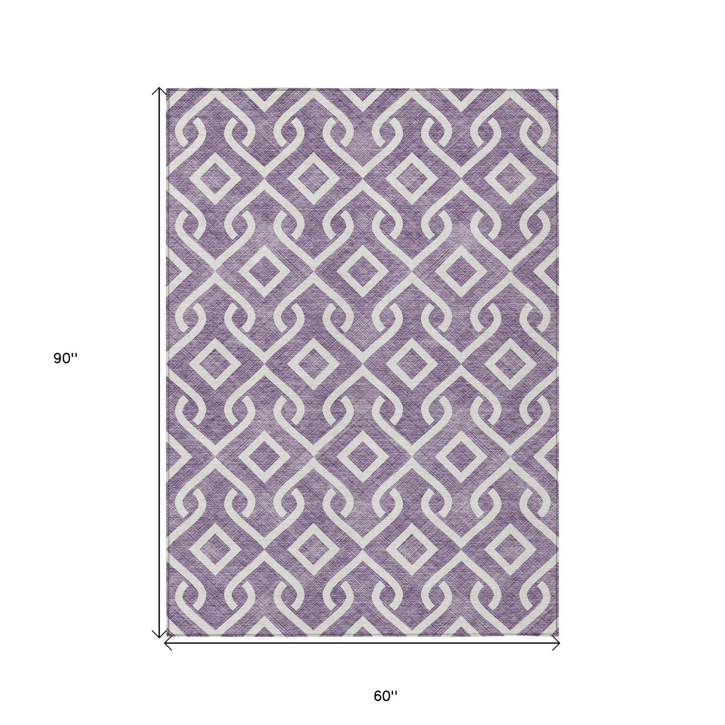 5' X 8' Purple And Ivory Geometric Washable Indoor Outdoor Area Rug-2