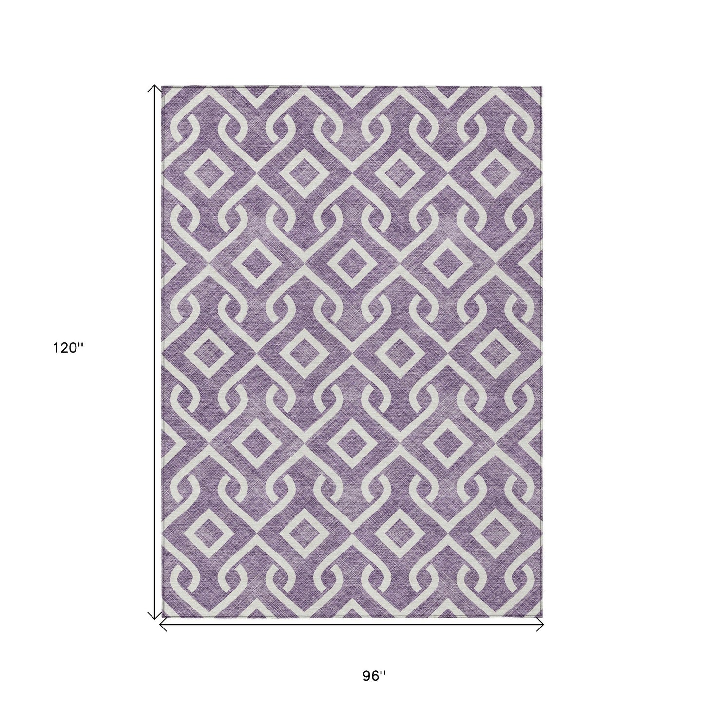 8' X 10' Purple And Ivory Geometric Washable Indoor Outdoor Area Rug-2