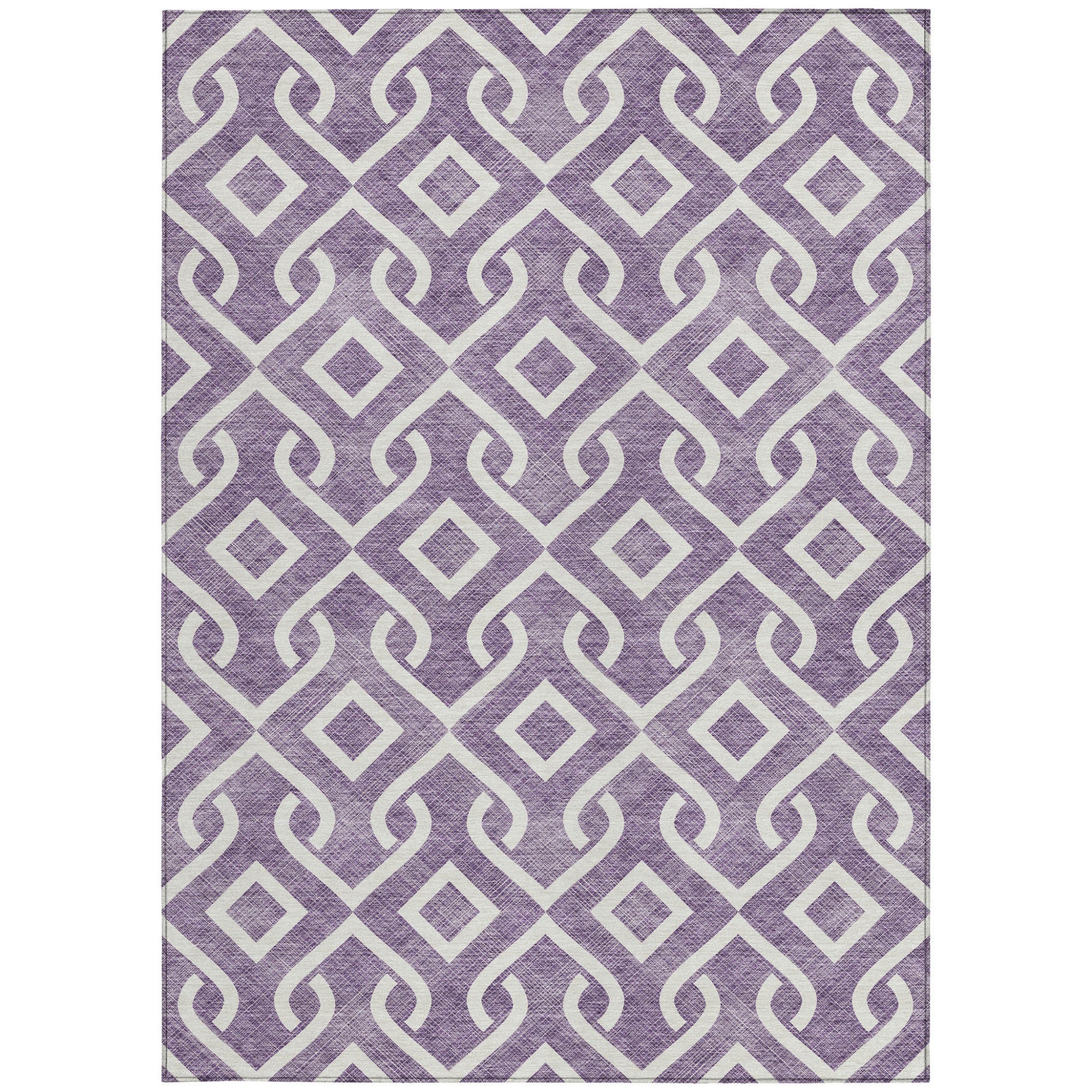9' X 12' Purple And Ivory Geometric Washable Indoor Outdoor Area Rug-4