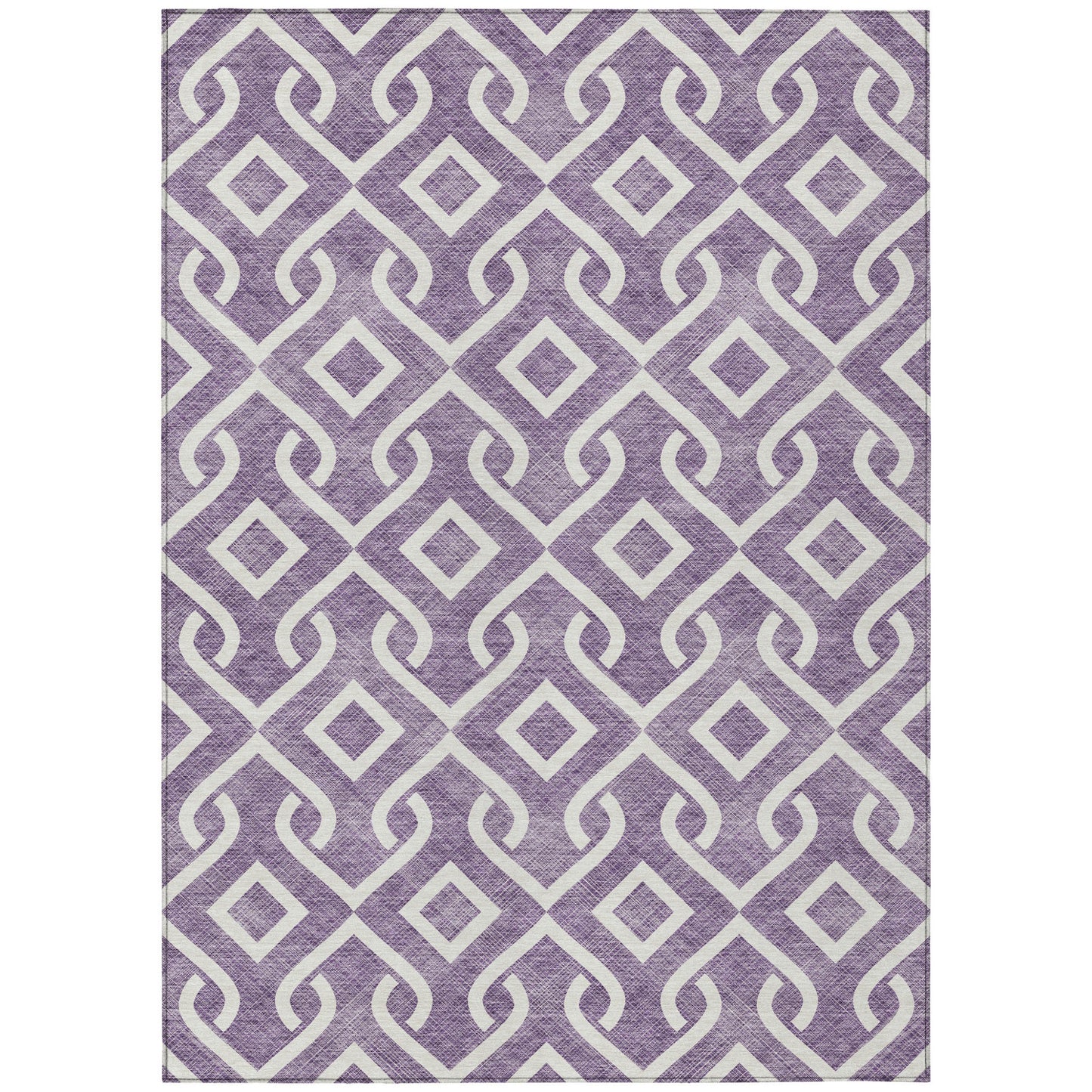10' X 14' Purple And Ivory Geometric Washable Indoor Outdoor Area Rug-1