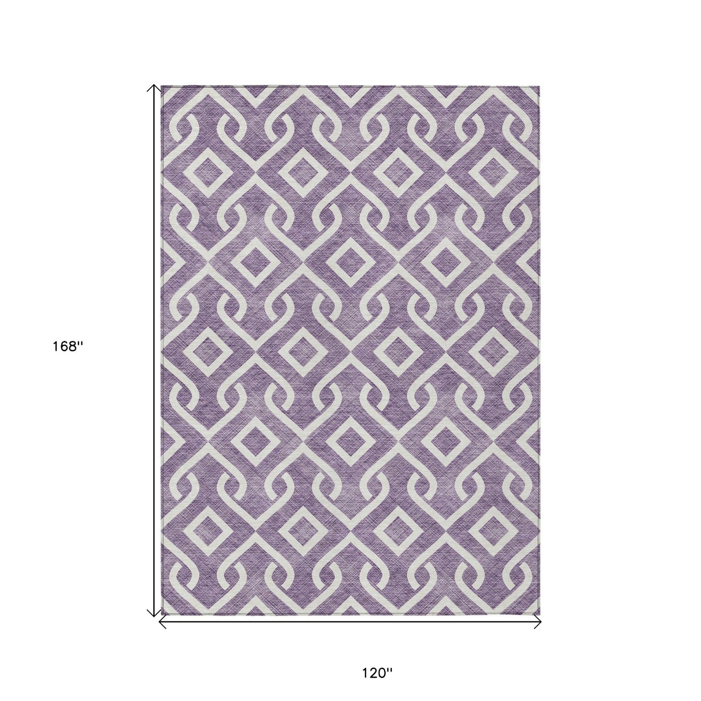 10' X 14' Purple And Ivory Geometric Washable Indoor Outdoor Area Rug-2