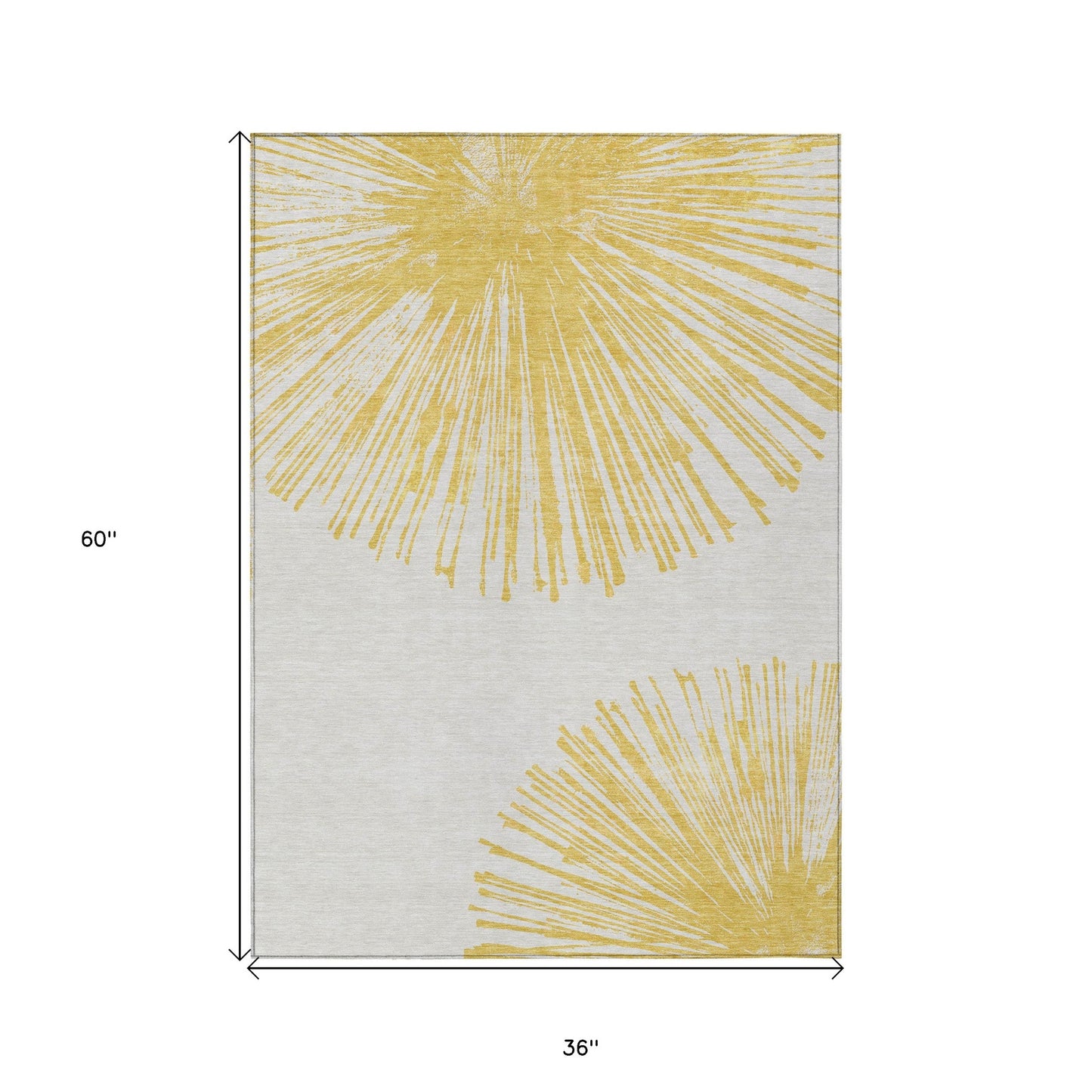 3' X 5' Gold And Ivory Abstract Washable Indoor Outdoor Area Rug-2