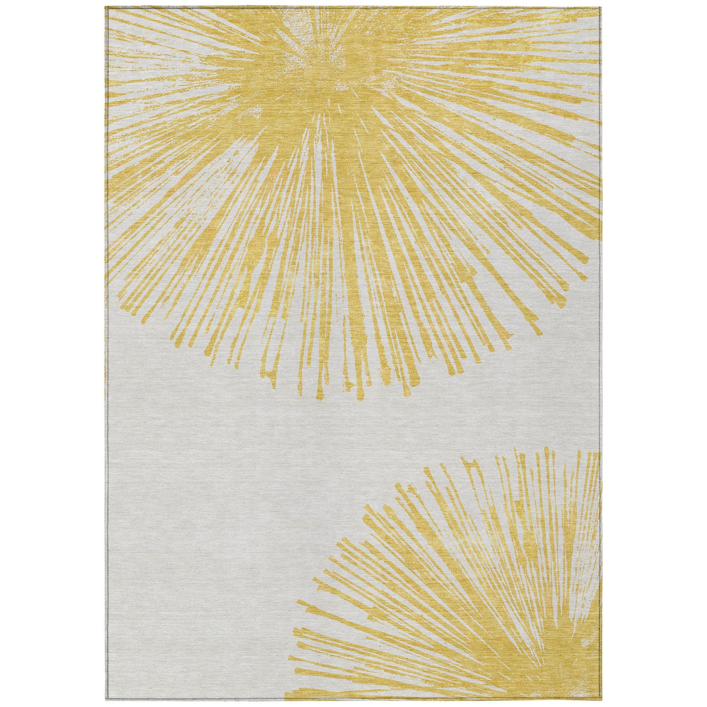 3' X 5' Gold And Ivory Abstract Washable Indoor Outdoor Area Rug-1