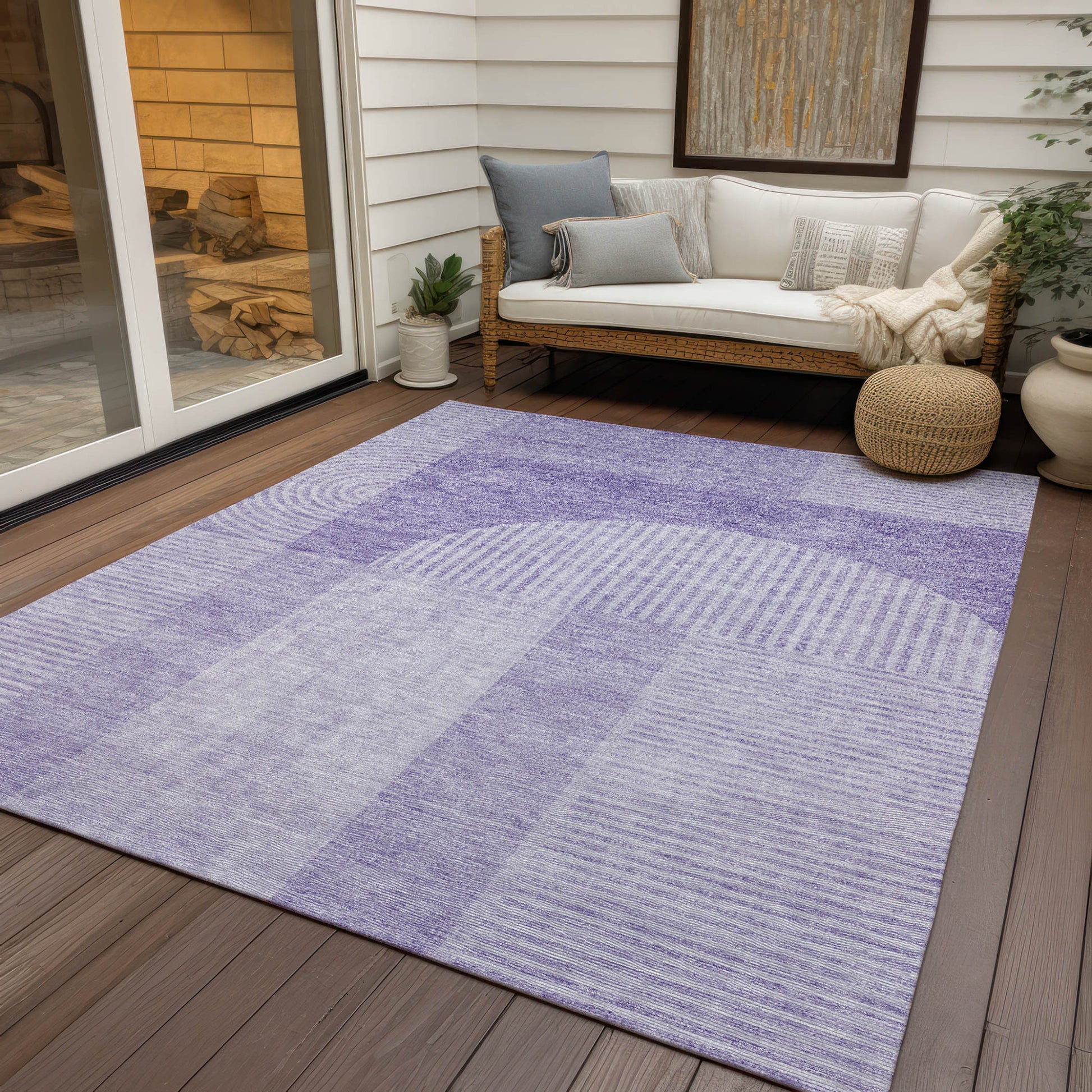 3' X 5' Lavender And Purple Geometric Washable Indoor Outdoor Area Rug-6