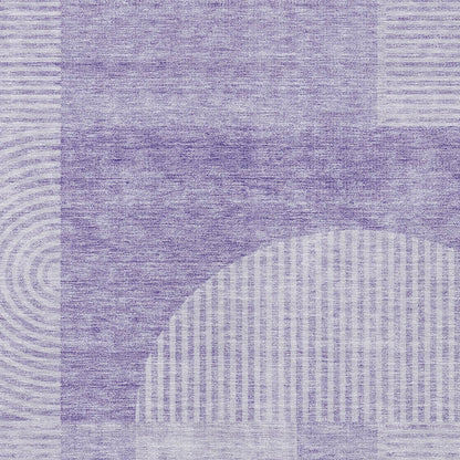 3' X 5' Lavender And Purple Geometric Washable Indoor Outdoor Area Rug-4