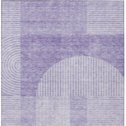 8' X 10' Lavender And Purple Geometric Washable Indoor Outdoor Area Rug-5